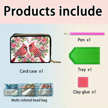 2pcs Cardinal Bluebird Pattern Diamond Painting Fashion Card Holder Coin Purse