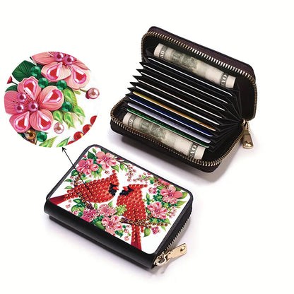 2pcs Cardinal Bluebird Pattern Diamond Painting Fashion Card Holder Coin Purse