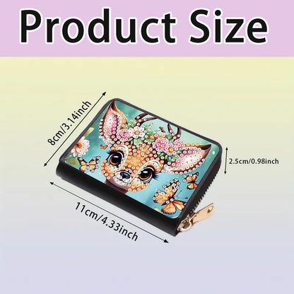 2pcs Flower Deer Pattern Diamond Painting Fashion Card Holder Compact Coin Purse