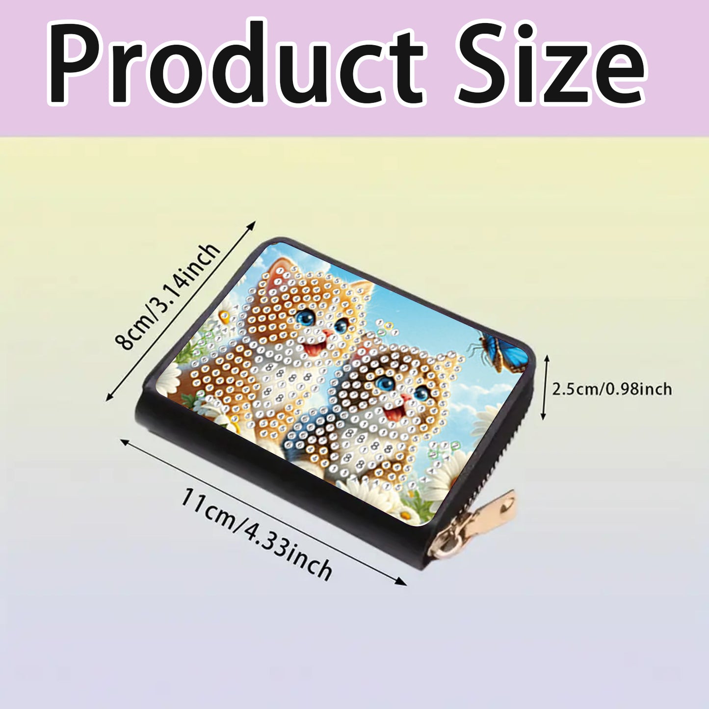 2pcs Dog Cat Pattern Diamond Painting Fashion Card Holder Compact Coin Purse