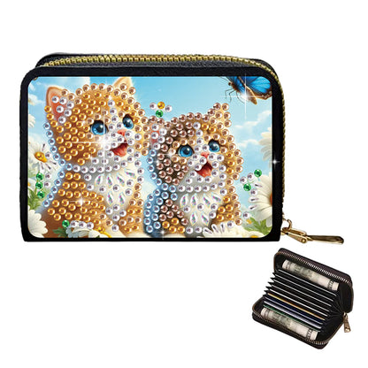 2pcs Dog Cat Pattern Diamond Painting Fashion Card Holder Compact Coin Purse