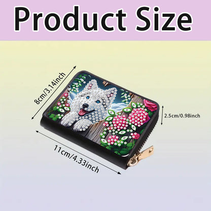 2pcs Dog Pattern Diamond Painting Fashion Card Holder Compact Coin Purse
