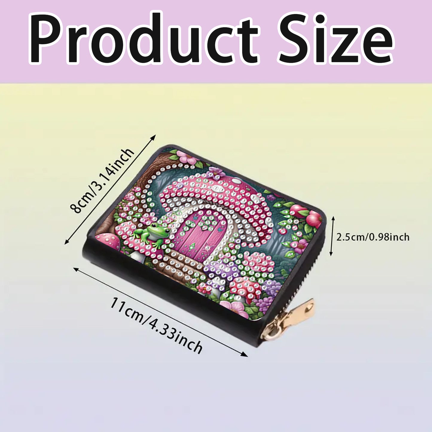 2pcs Tree House Gnome Pattern Diamond Painting Fashion Card Holder Coin Purse