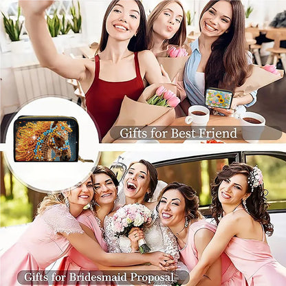 2pcs Horse Pattern Diamond Painting Fashion Card Holder Compact Coin Purse