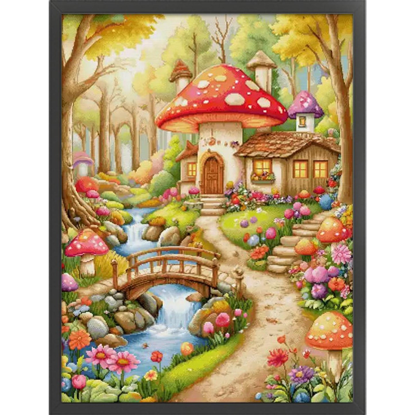 Mushroom Flower House - 11CT Stamped Cross Stitch 77*100CM(Spring)