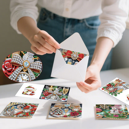 6PCS DIY Diamond Art Greeting Cards Xmas Atmosphere Congratulations Cards Gift