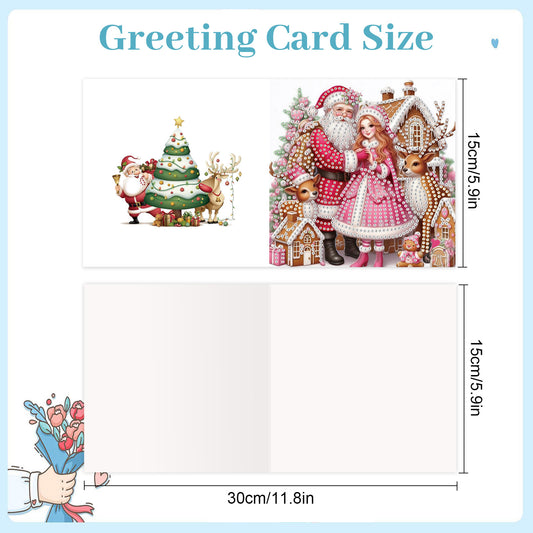6PCS DIY Diamond Art Greeting Cards Santa Claus Congratulations Cards Gift