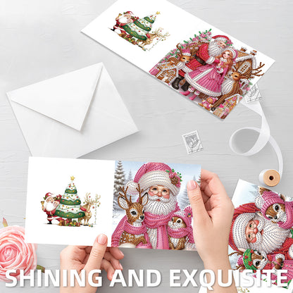 6PCS DIY Diamond Art Greeting Cards Santa Claus Congratulations Cards Gift
