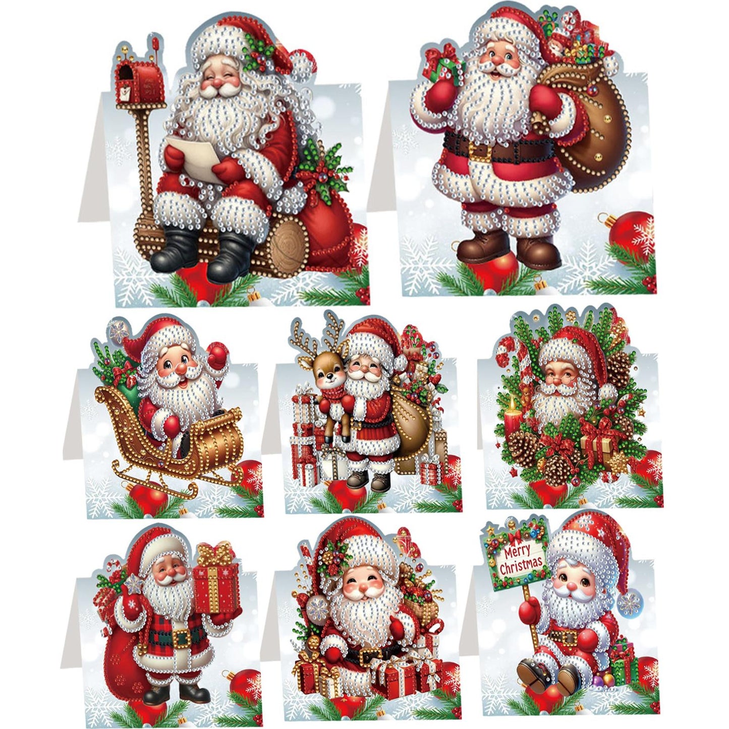 8PCS DIY Diamond Art Greeting Cards Congratulations Cards   Gifts (Christmas)