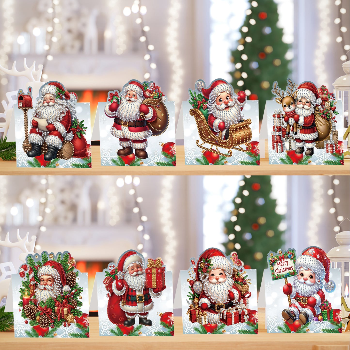 8PCS DIY Diamond Art Greeting Cards Congratulations Cards   Gifts (Christmas)
