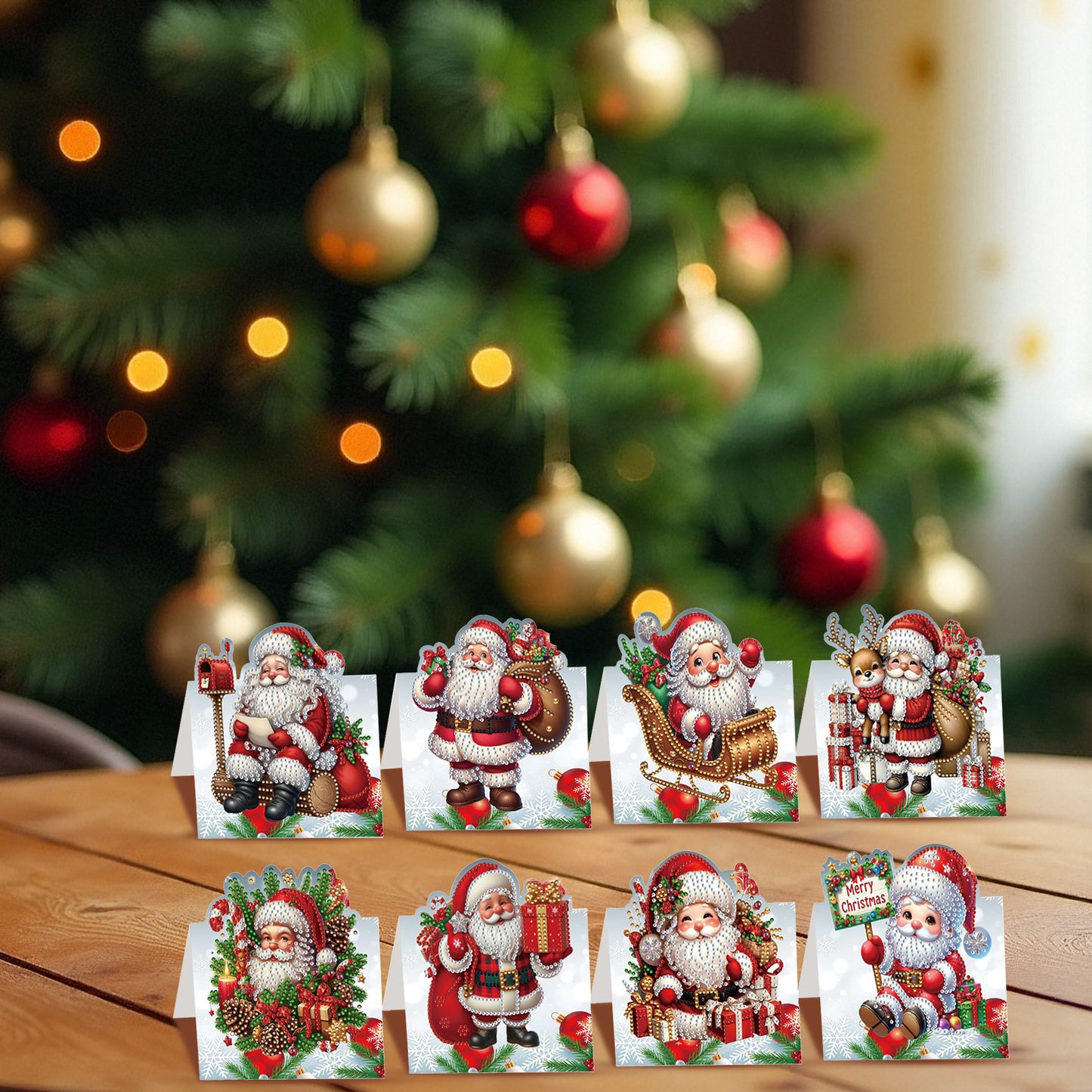 8PCS DIY Diamond Art Greeting Cards Congratulations Cards   Gifts (Christmas)