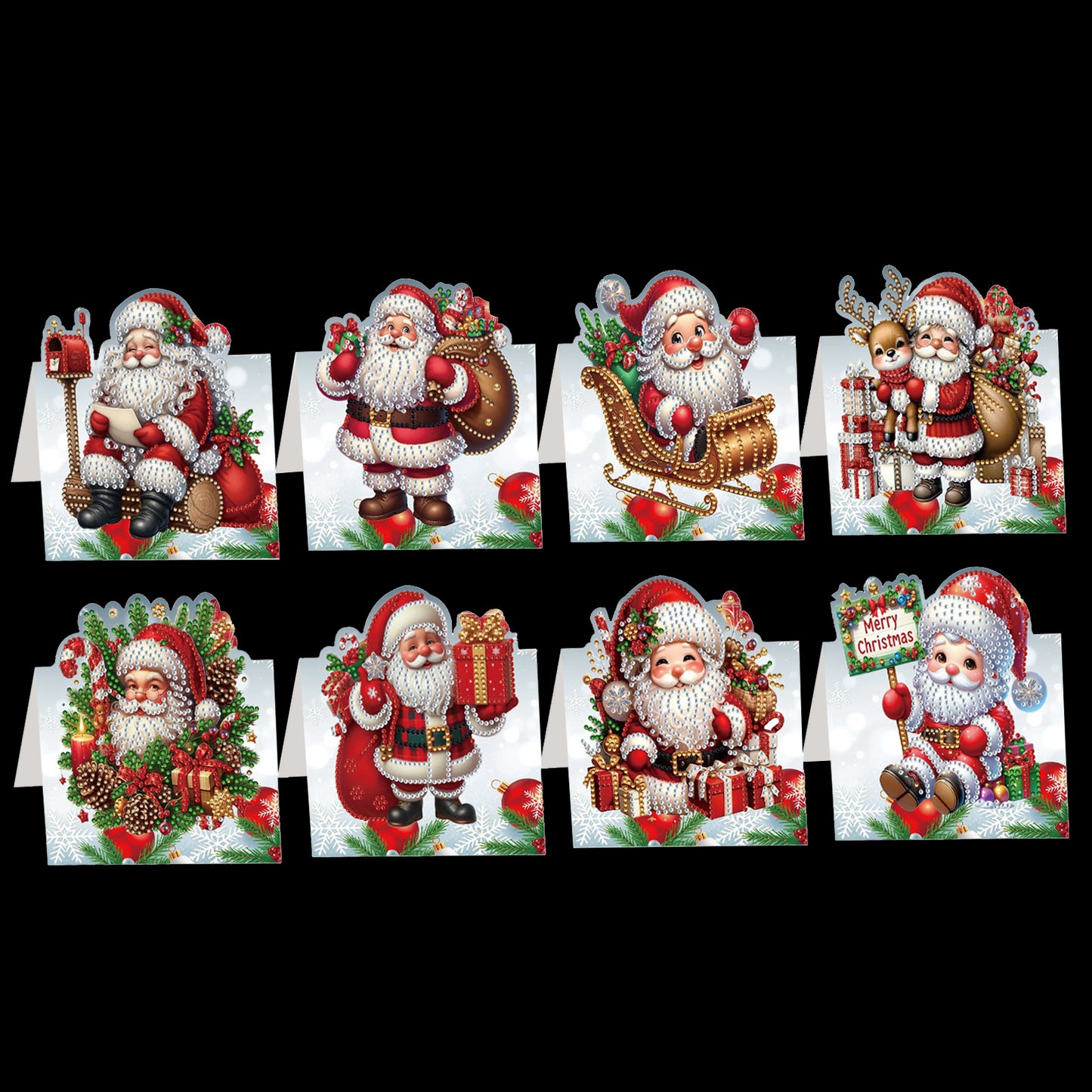 8PCS DIY Diamond Art Greeting Cards Congratulations Cards   Gifts (Christmas)