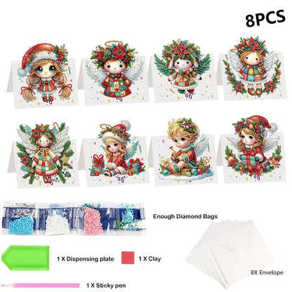 8PCS DIY Diamond Art Greeting Cards Congratulations Cards   Gifts (Christmas)
