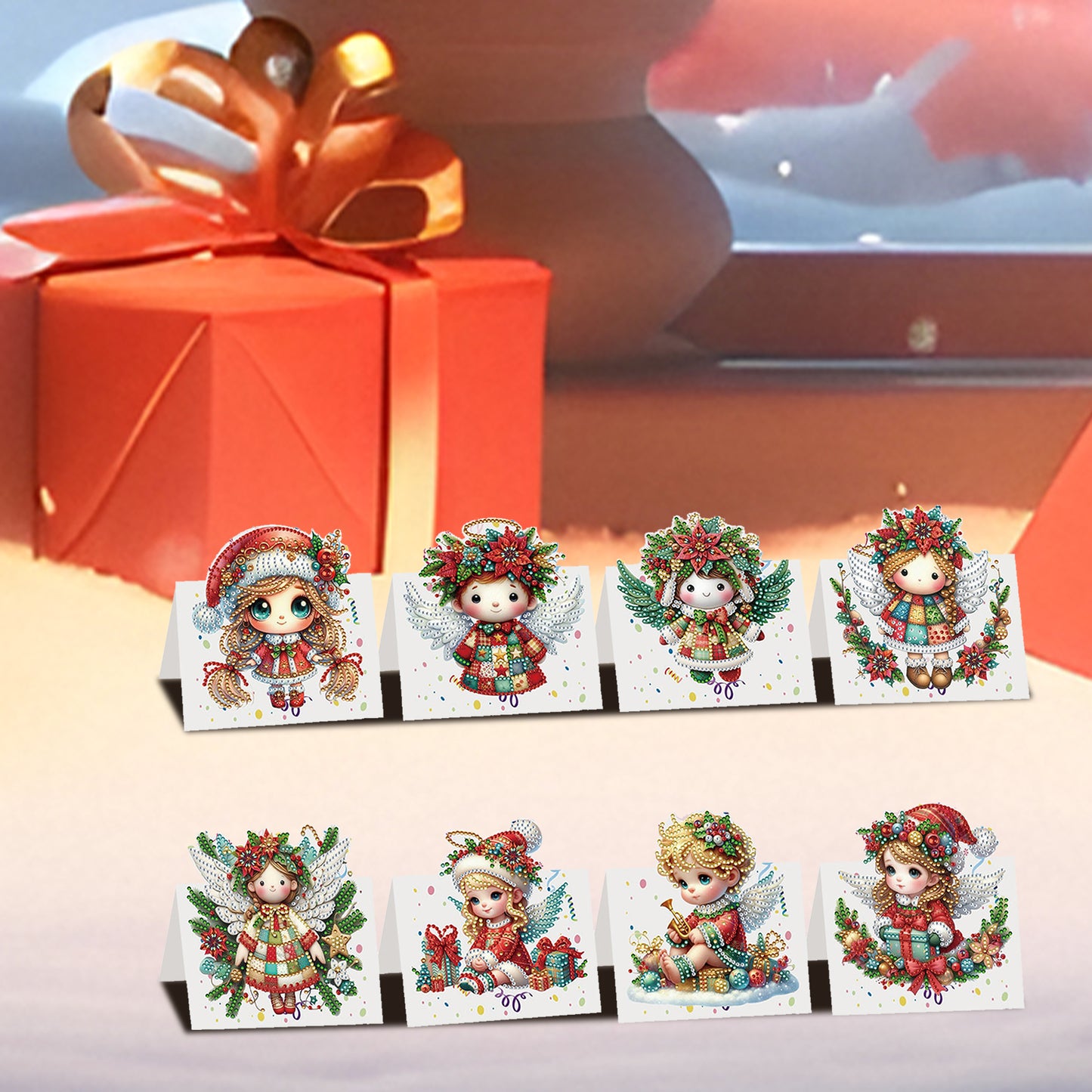 8PCS DIY Diamond Art Greeting Cards Congratulations Cards   Gifts (Christmas)