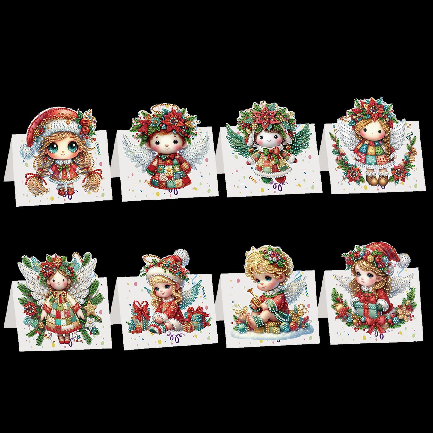 8PCS DIY Diamond Art Greeting Cards Congratulations Cards   Gifts (Christmas)