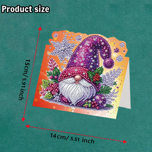 8PCS DIY Diamond Art Greeting Cards Xmas Congratulations Cards   Gifts (Gnome)