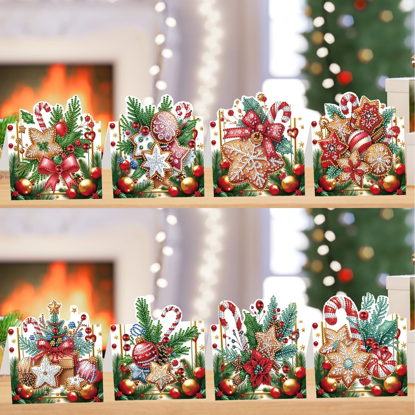 8PCS DIY Diamond Art Greeting Cards Congratulations Cards   Gifts (Christmas)