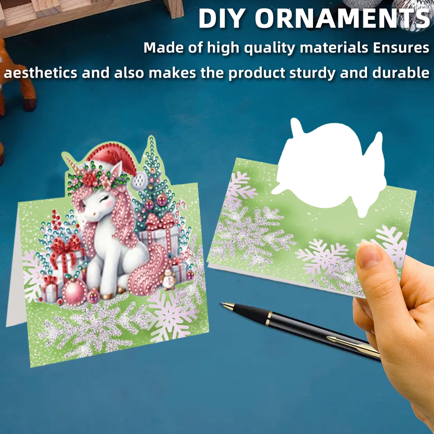 8PCS DIY Diamond Art Greeting Cards Xmas Congratulations Cards   Gifts (Unicorn)