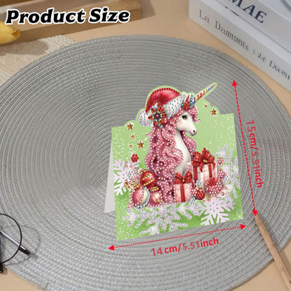 8PCS DIY Diamond Art Greeting Cards Xmas Congratulations Cards   Gifts (Unicorn)