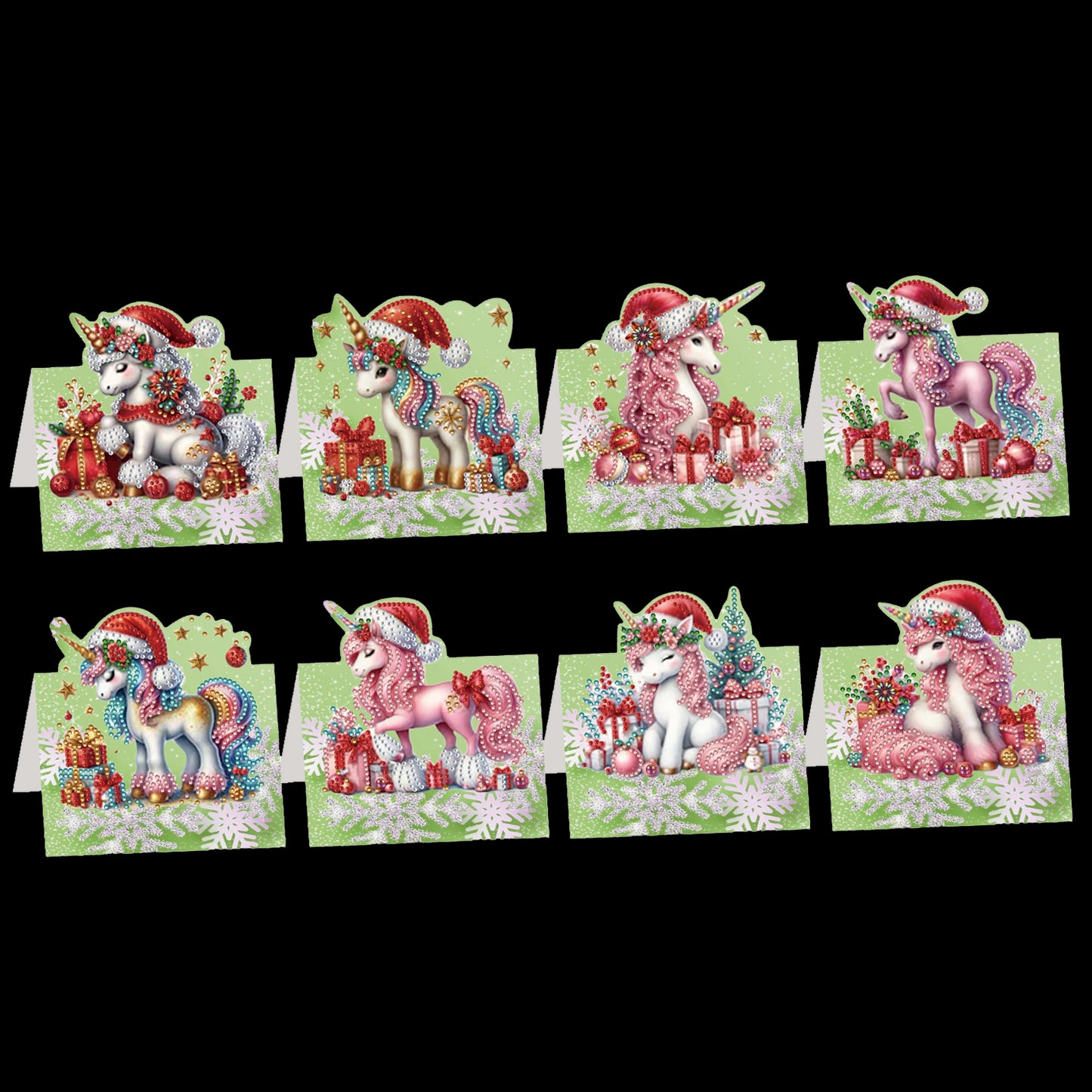 8PCS DIY Diamond Art Greeting Cards Xmas Congratulations Cards   Gifts (Unicorn)