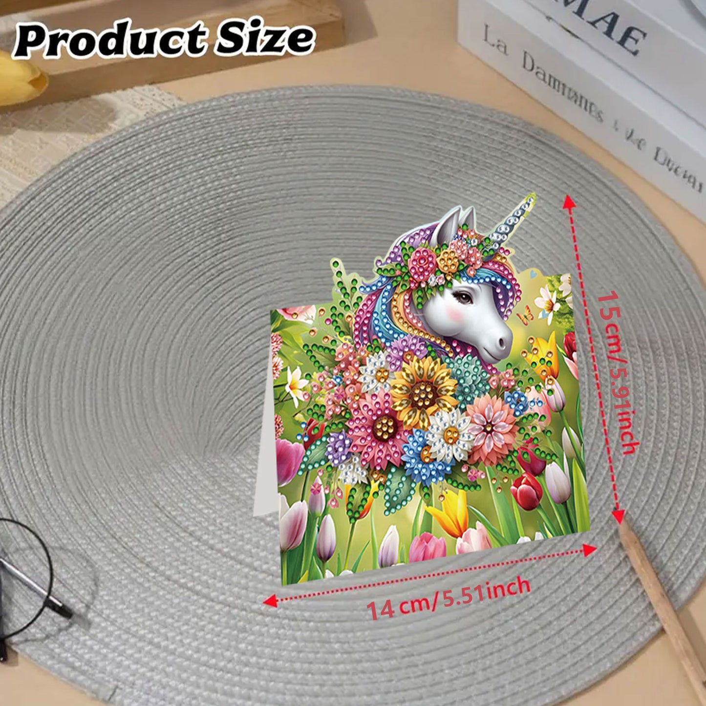 8PCS DIY Diamond Art Greeting Cards Xmas Congratulations Cards   Gifts (Flower)