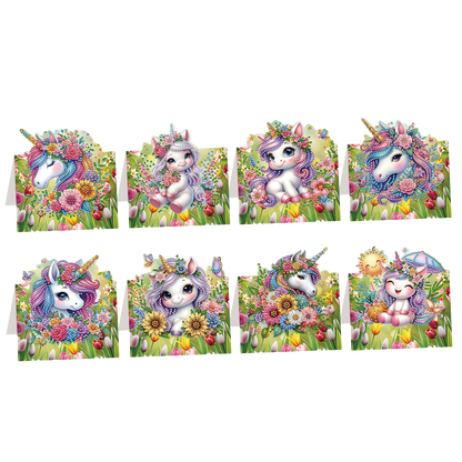 8PCS DIY Diamond Art Greeting Cards Xmas Congratulations Cards   Gifts (Flower)