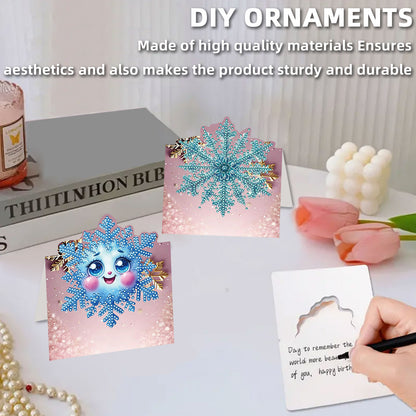 8PCS DIY Diamond Art Greeting Cards Congratulations Cards   Gifts (Snowflake)
