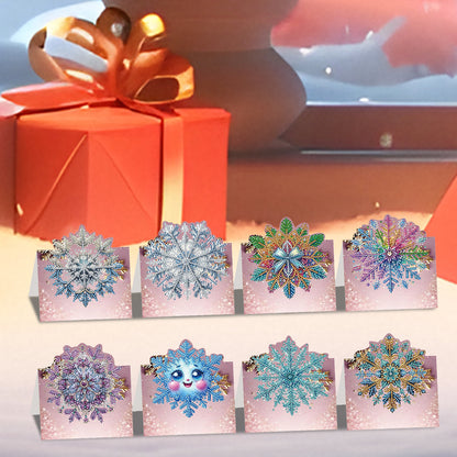 8PCS DIY Diamond Art Greeting Cards Congratulations Cards   Gifts (Snowflake)