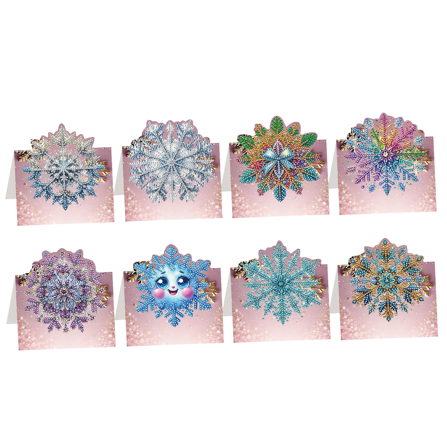 8PCS DIY Diamond Art Greeting Cards Congratulations Cards   Gifts (Snowflake)