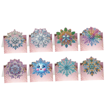 8PCS DIY Diamond Art Greeting Cards Congratulations Cards   Gifts (Snowflake)