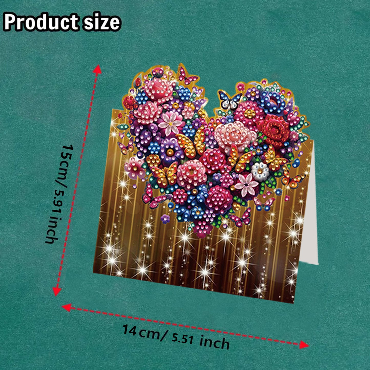 8PCS DIY Diamond Art Greeting Cards Xmas Congratulations Cards   Gifts (Heart)