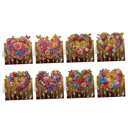 8PCS DIY Diamond Art Greeting Cards Xmas Congratulations Cards   Gifts (Heart)