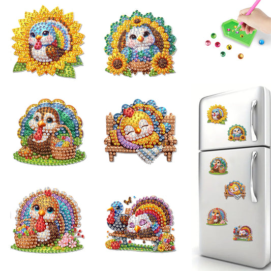 6pcs Soft Magnetic DIY Diamond Painting Fridge Magnet Kit for Beginners Gifts