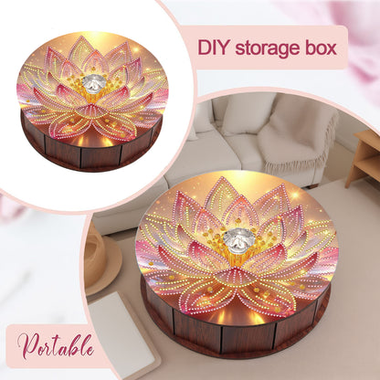 5D DIY Diamond Painting Handmade Wood Storage Box Crystal Storage Case (Lotus)