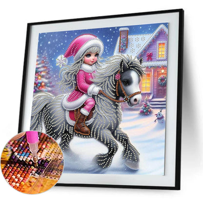 Little Girl In Snow Scene - Special Shaped Drill Diamond Painting 30*30CM