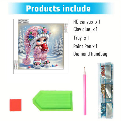 Little Girl In Snow Scene - Special Shaped Drill Diamond Painting 30*30CM