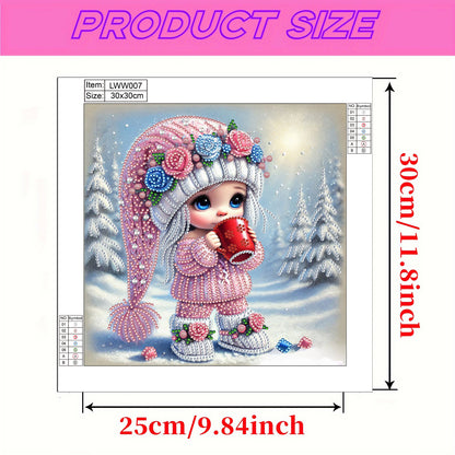 Little Girl In Snow Scene - Special Shaped Drill Diamond Painting 30*30CM