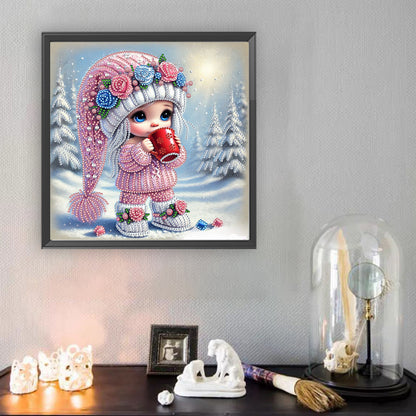Little Girl In Snow Scene - Special Shaped Drill Diamond Painting 30*30CM