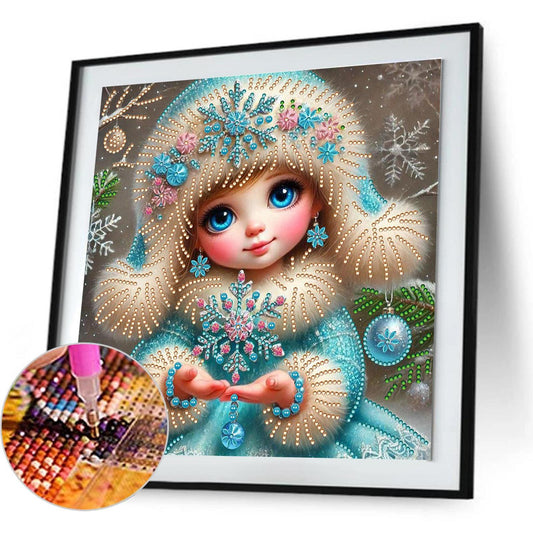 Little Girl In Snow Scene - Special Shaped Drill Diamond Painting 30*30CM