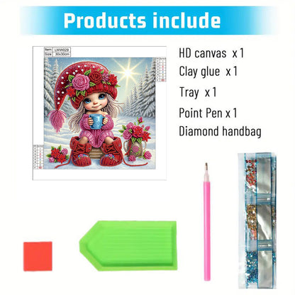 Little Girl In Snow Scene - Special Shaped Drill Diamond Painting 30*30CM