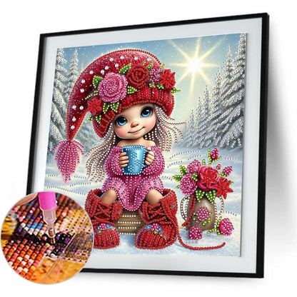 Little Girl In Snow Scene - Special Shaped Drill Diamond Painting 30*30CM