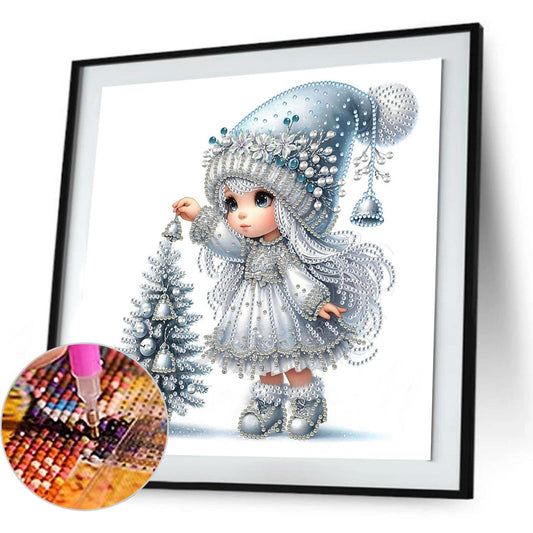 Little Girl In Snow Scene - Special Shaped Drill Diamond Painting 30*30CM
