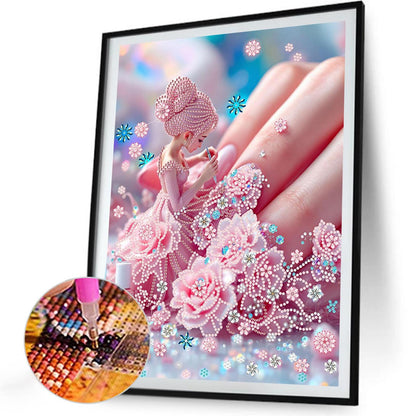 Flower Fairy Beauty - Special Shaped Drill Diamond Painting 30*40CM