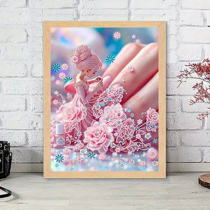 Flower Fairy Beauty - Special Shaped Drill Diamond Painting 30*40CM
