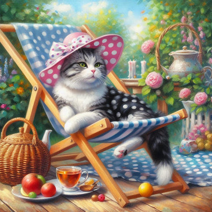 Cat - Full Round Drill Diamond Painting 40*40CM