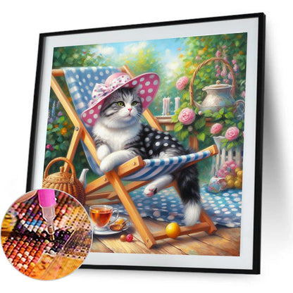 Cat - Full Round Drill Diamond Painting 40*40CM