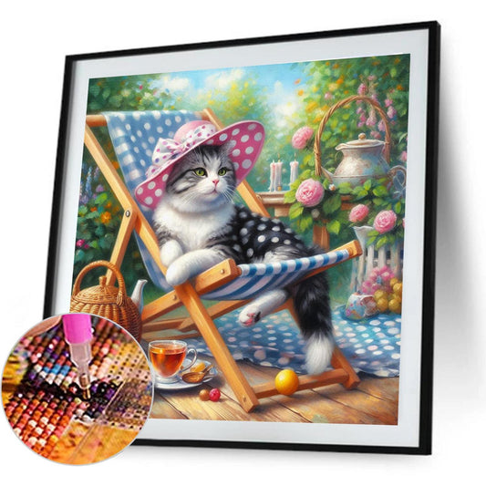 Cat - Full Round Drill Diamond Painting 40*40CM