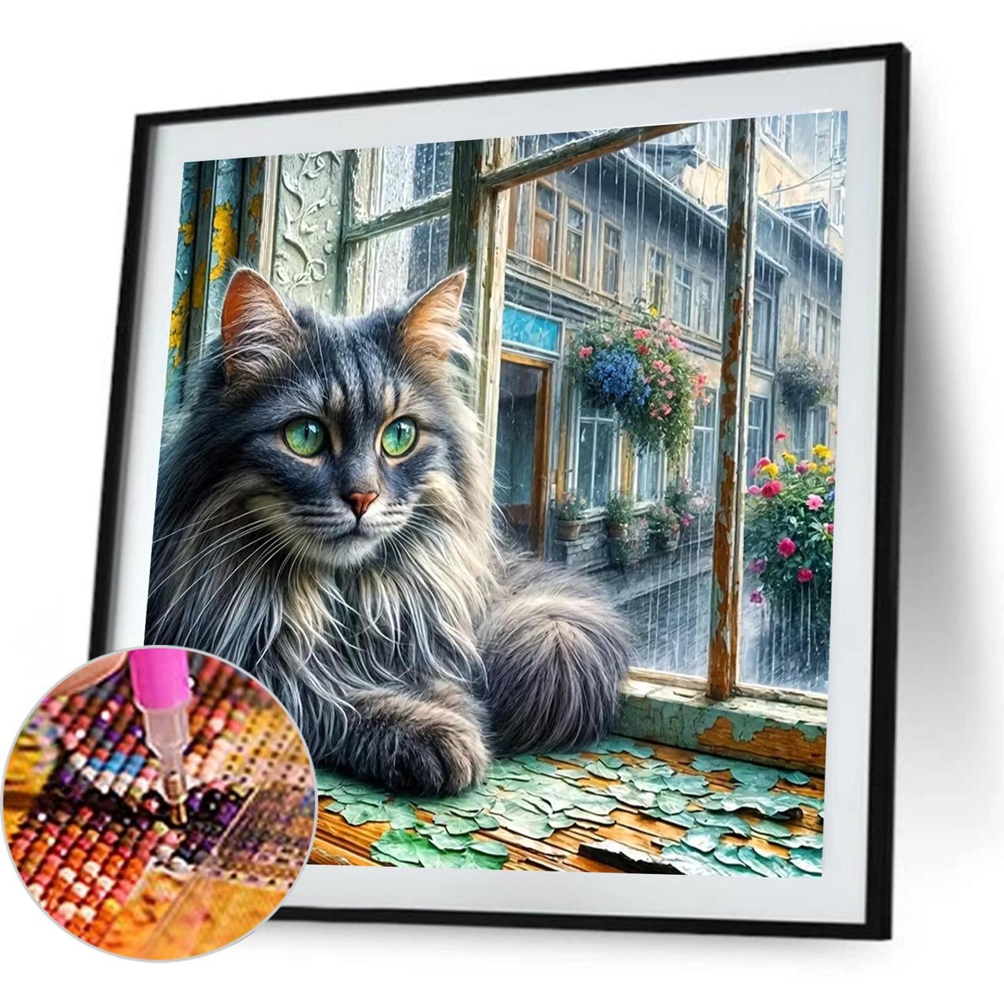 Cat On The Windowsill - Full Round Drill Diamond Painting 40*40CM