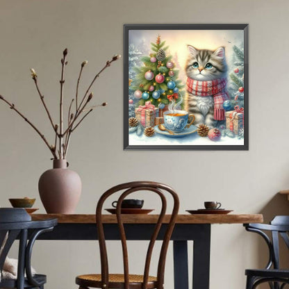 Christmas Cat - Full Round Drill Diamond Painting 40*40CM