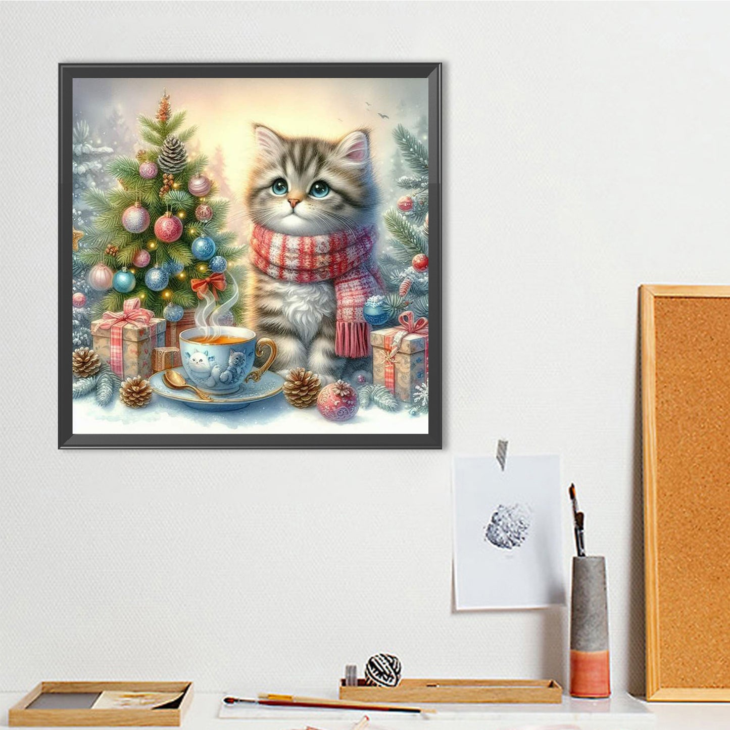 Christmas Cat - Full Round Drill Diamond Painting 40*40CM